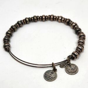ALEX and ANI Nile Beaded Expandable Bangle Bracelet in Rafaelian Silver Finish